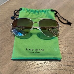 kate spade Silver Aviator Sunglasses with Brown Lenses